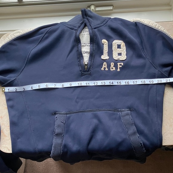 Abercrombie & Fitch Navy Blue Half-Zip Pullover Vintage Muscle Y2K Sweater Med - Picture 8 of 9
